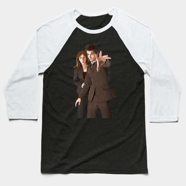 Ten and Donna Baseball T-Shirt by DoctorWhoTees